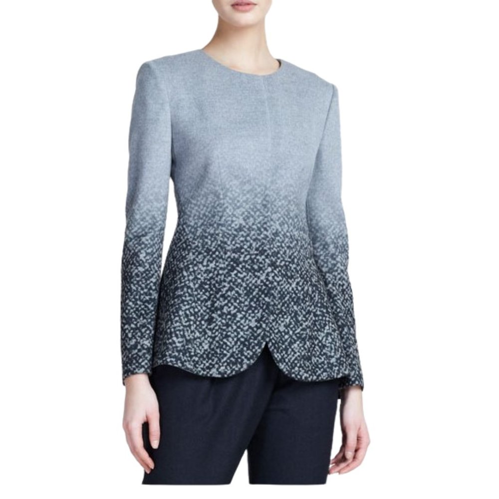 EUC Giorgio Armani Degrade-Print Snap-Front Wool Cashmere Gray Jacket